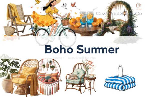 Download Boho Summer Clipart Watercolor PNG Set - Boho Collection