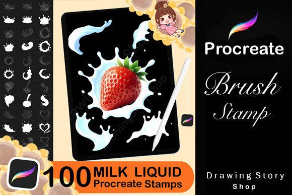 Download 100 Procreate Milk Liquid Stamps - Liquid Collection