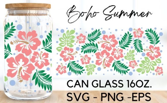 Download Floral Boho Summer Can Glass Wrap Svg - Boho Collection