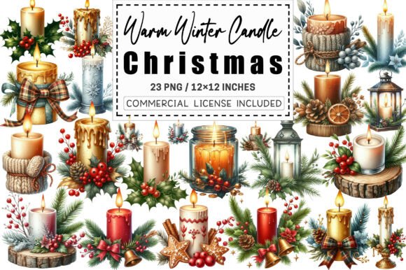 Download Warm Winter Candle Christmas Clipart. - Warm Collection