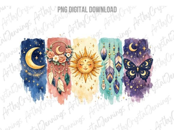 Download Boho Sun Moon Butterfly Dream Catcher - Boho Collection