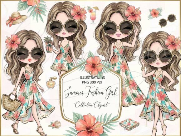 Download Boho Summer Fashion Girl Clipart PNG Set - Boho Collection